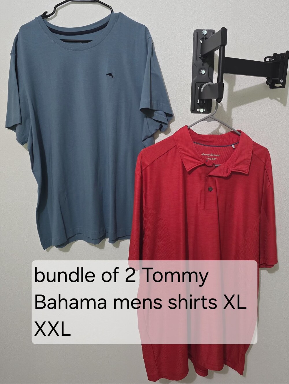 Tommy Bahama Blue Crew Neck & Red Short-Sleeve Shirt Bundle XL Never Worn